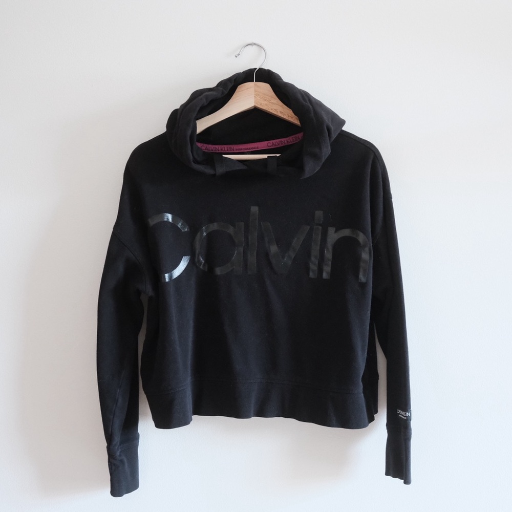 Calvin Klein cropped black hoodie